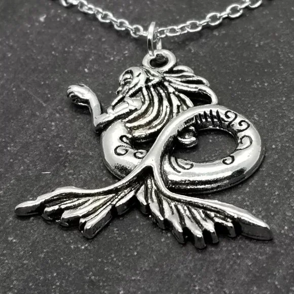 Sea Siren Mermaid Silver Necklace - Picture 2 of 4